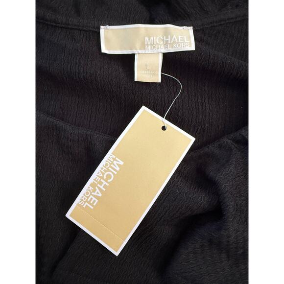 Michael Kors Dress Women's Large One Shoulder Ruffle Chain Detail Long Sleeve - Picture 4 of 11